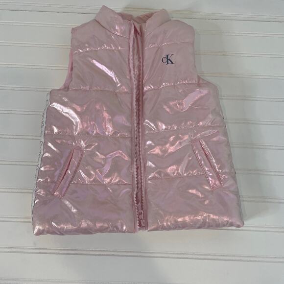 Zara Calvin Klein Girls Pink Hooded Puffer Vest & Jeans Bundle OF 2 Size 4-5 - Picture 2 of 10